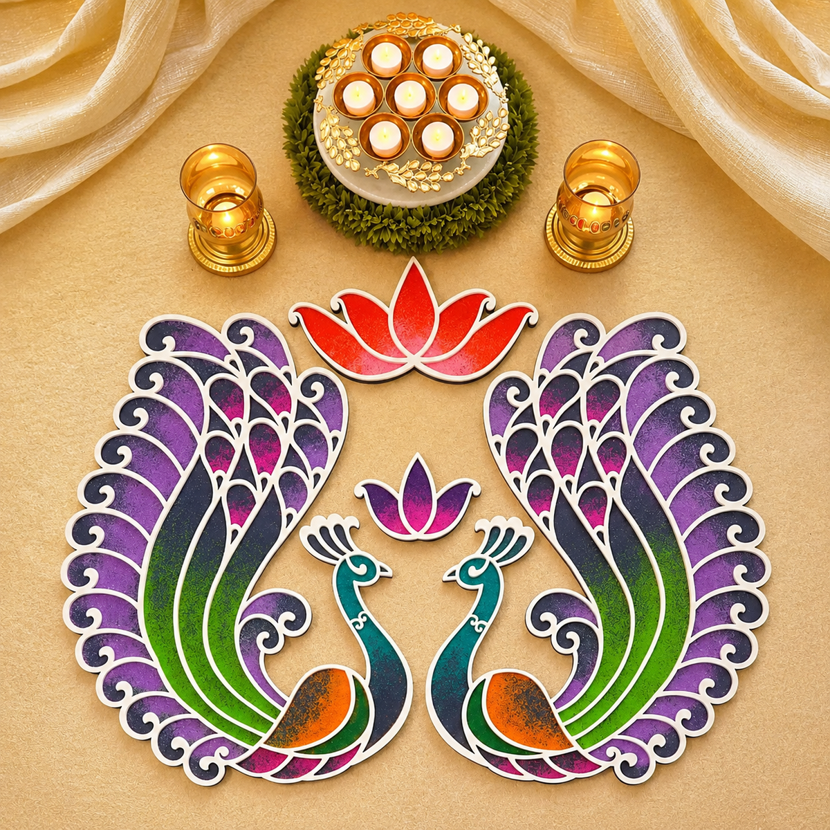 Royal Mor | Reusable Rangoli Mat (Mat Only)
