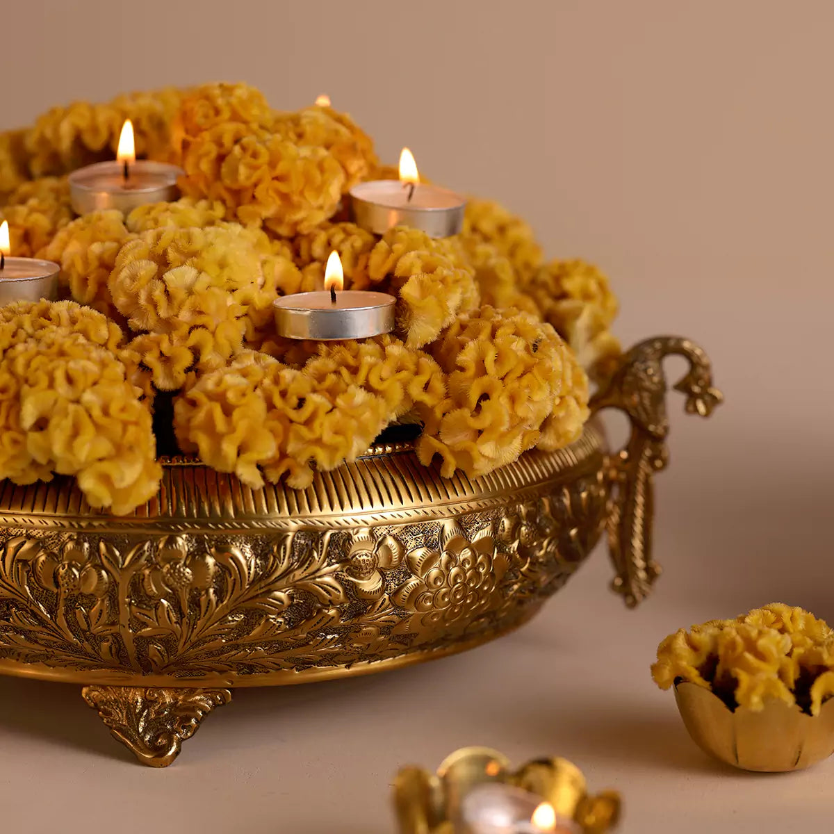 The Heirloom Urli Set | 14" Solid Brass Urli + Styling Kit