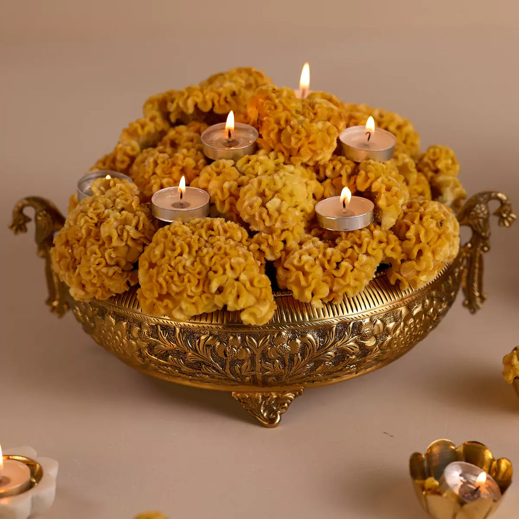 The Heirloom Urli Set | 14" Solid Brass Urli + Styling Kit